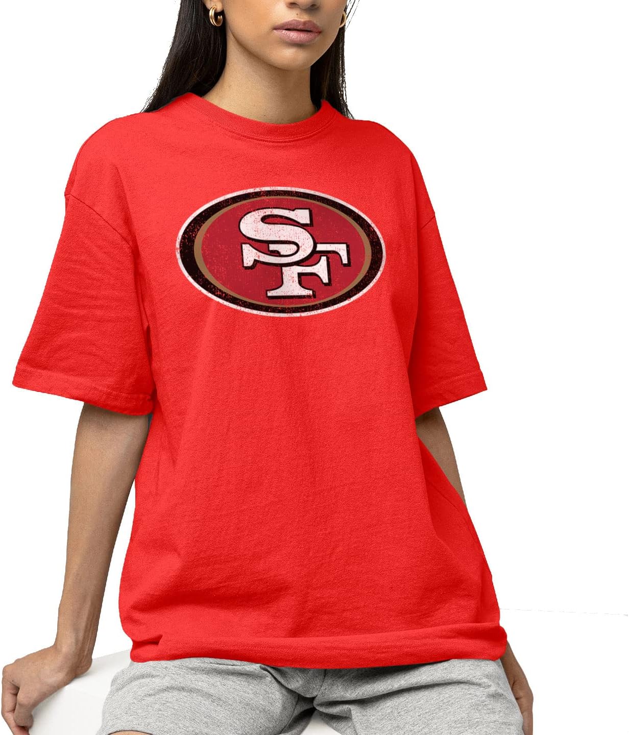 Hybrid Sports NFL - San Francisco 49ers - Distressed Team Logo - Men's and Women's Short Sleeve T-Shirt - Size Medium San Francisco 49ers - Red - Image 2