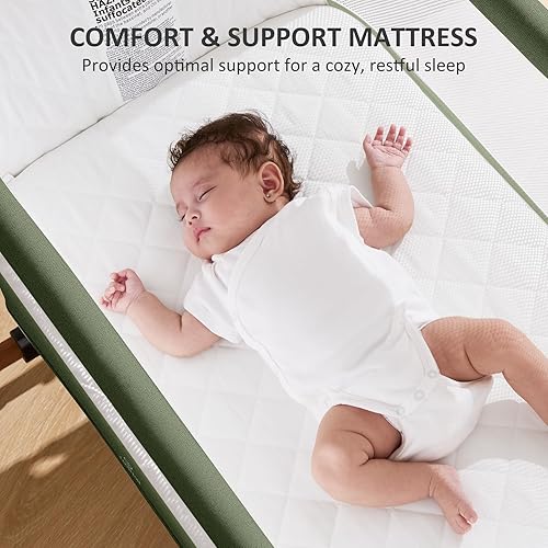 Miniatura 4 de Moisés 3 en 1, cuna mecedora, moisés de noche, 6 alturas ajustables, moisés de noche, moisés para bebé con colchón cómodo, malla transpirable, cesta