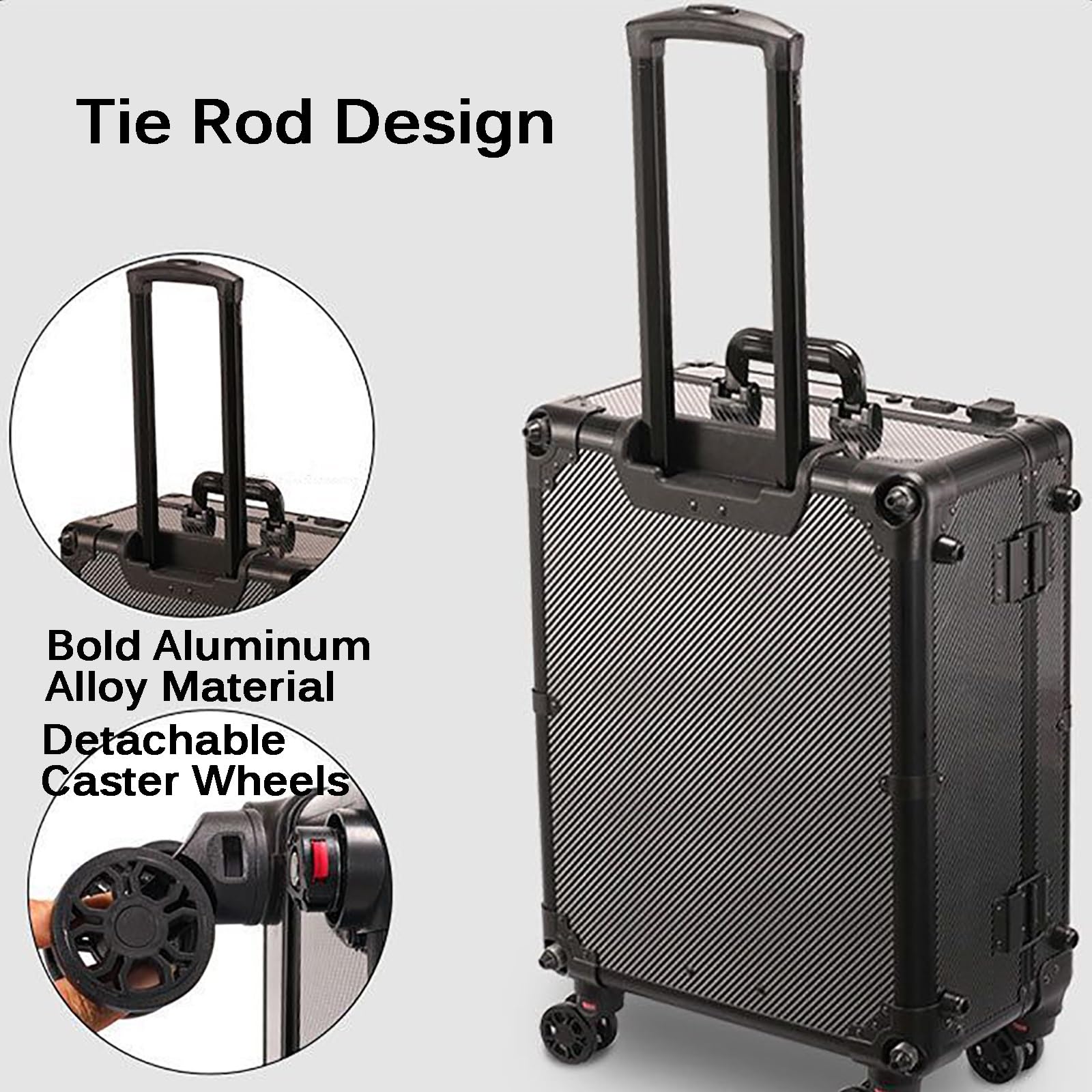Beauty case con specchio e luci LED, stazione di viaggio portatile per uso professionale, Argento