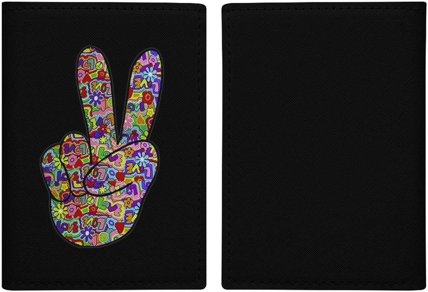 Hippy Love Peace Leather Passport Cover Vaccine Holder Protector with Card Slot Travel Passport Case Hippy Love Peace Leather Passport Cover Vaccine Holder Protector with Card Slot Travel Passport Case