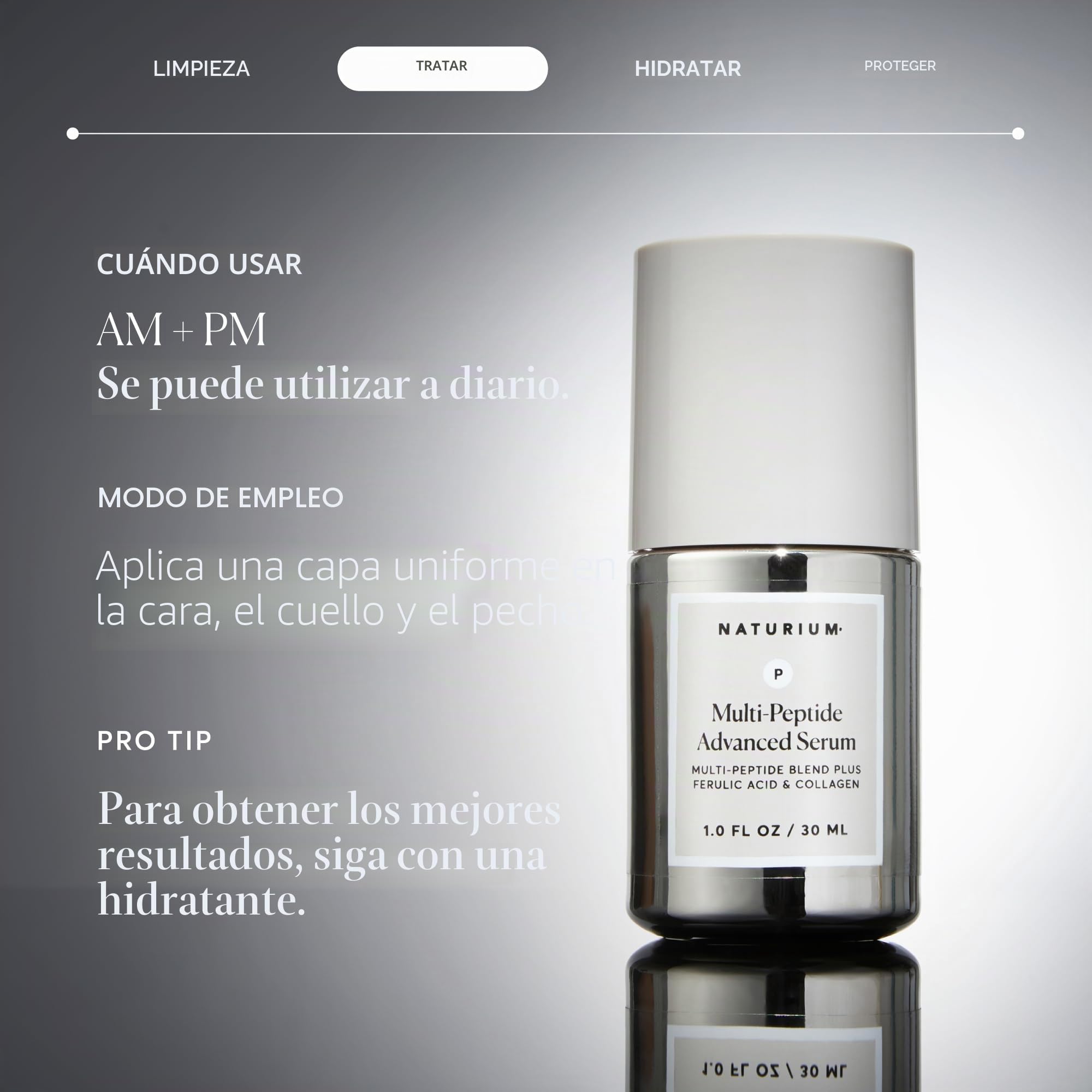 Suero avanzado multipéptido, suero reafirmante y suavizante para líneas finas y arrugas con una mezcla avanzada de varios péptidos, 1 oz