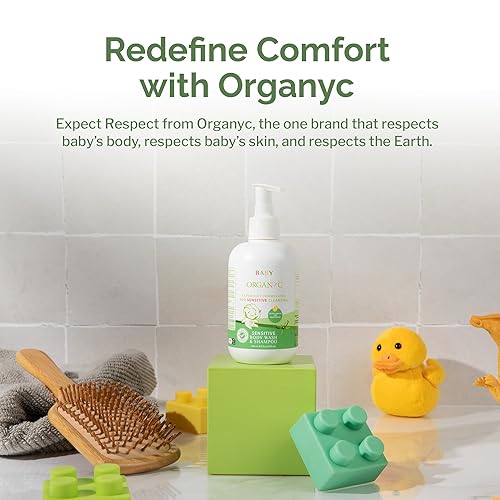 Miniatura 7 de Organyc Champú para bebés y gel de baño con aceite de semilla de algodón que nutre la piel, gel de baño suave para niños, productos esenciales para