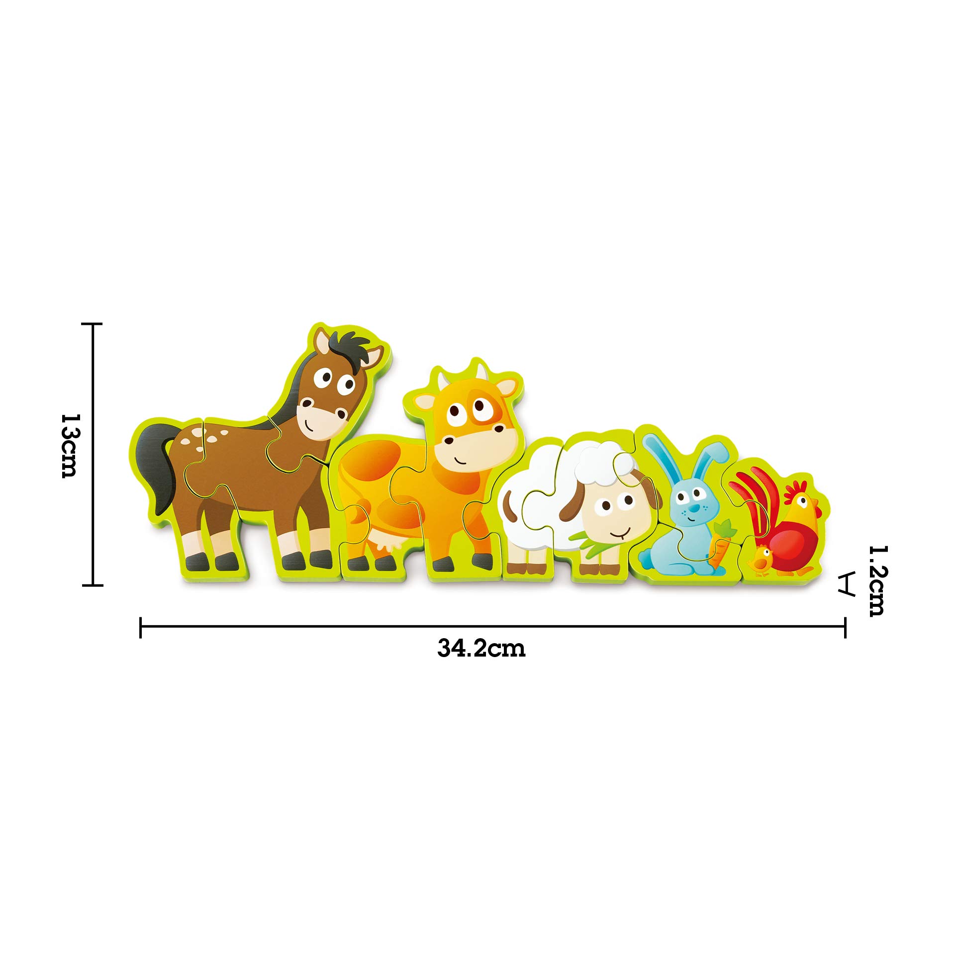 Hape Numbers & Farm Animal Puzzle Double-Sided Wooden Jigsaw Game for Kids 10-Piece, Multi-Coloured
