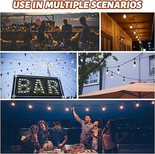 Miniatura 7 de Juego de luces de cadena para colgar GUATTINE, cable de acero inoxidable 304 recubierto de nailon de 300 pies y suficientes accesorios, alambre guía