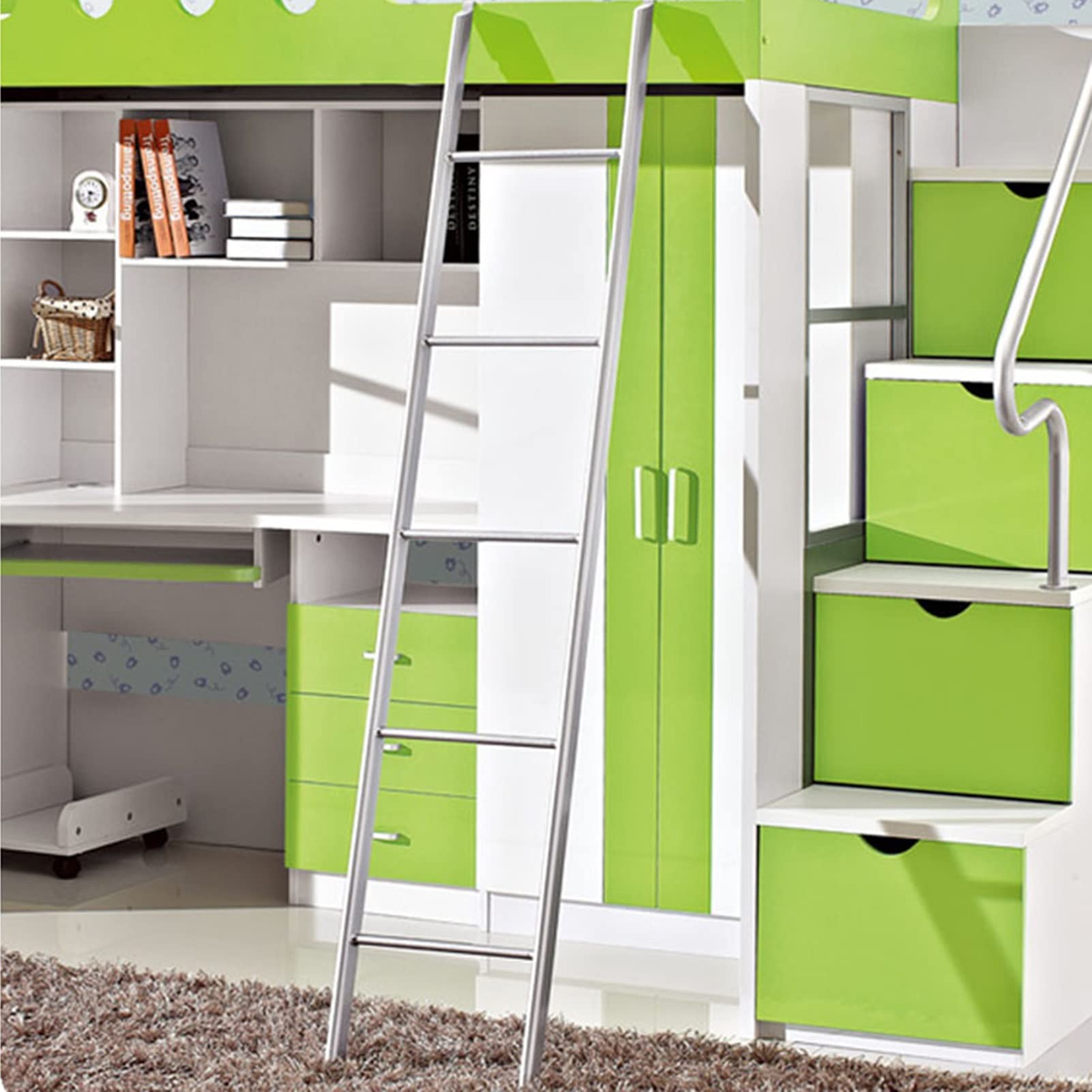 Escalera para literas Escalera para literas con Dos Camas de pie, Escalera con Marco de Metal Lateral de 4 escalones/5 escalones, Escalera de Subida Universal para Dormitorio, Remolque, Dorm