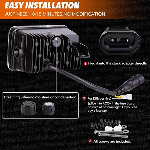 Miniatura 4 de Luces antiniebla LED mejoradas con DRL parachoques antiniebla de repuesto compatibles con Ford F150 2015 2016 2017 2018 2019 2020 1 par negro (negro