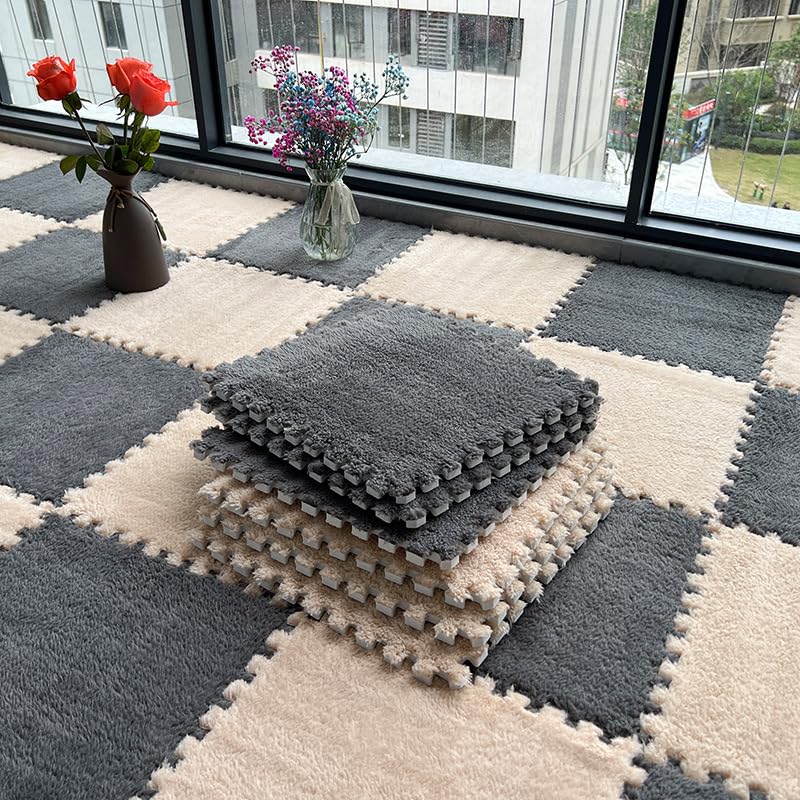 10 Stück Spielmatten aus Plüschschaum, quadratisch, langflorig,...