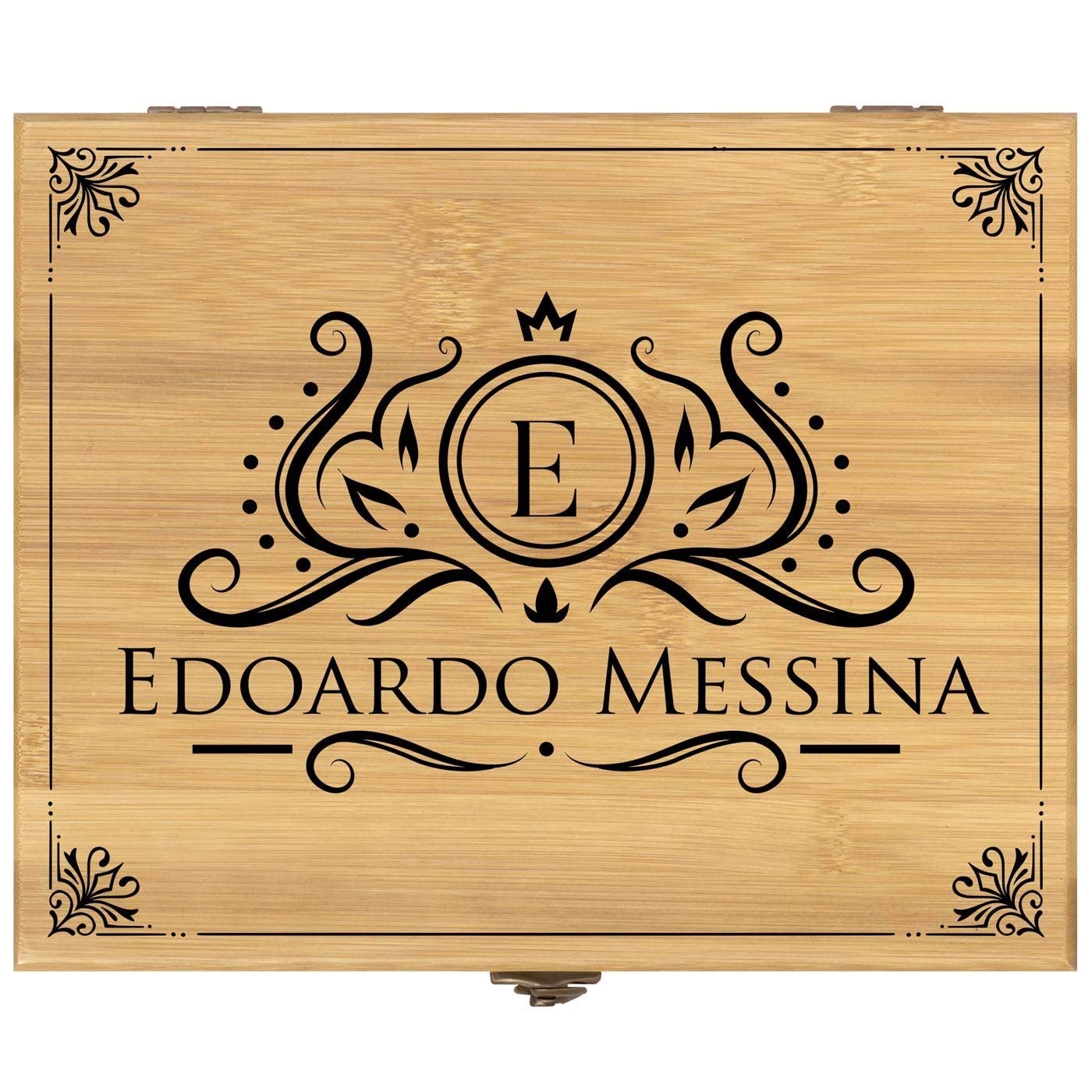 Maverton Set Cavatappi da Vino Deluxe - Kit da Sommelier Personalizzato - Scatola in Legno di bambù + 8 Pezzi di Accessori Vino - Regalo Uomo - Nome