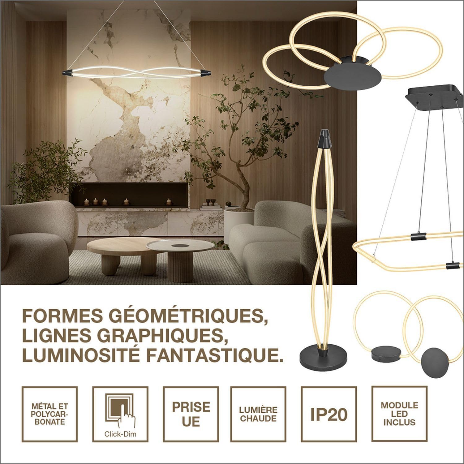 Osram Decor Aura - Lampada a sospensione Vert in policarbonato curvo con LED e design a filamento, 18 W, 2000 lm, 3000 K, 830 bianco caldo, dimmerabile, grigio scuro, plastica (PC), 498 mm, IP20