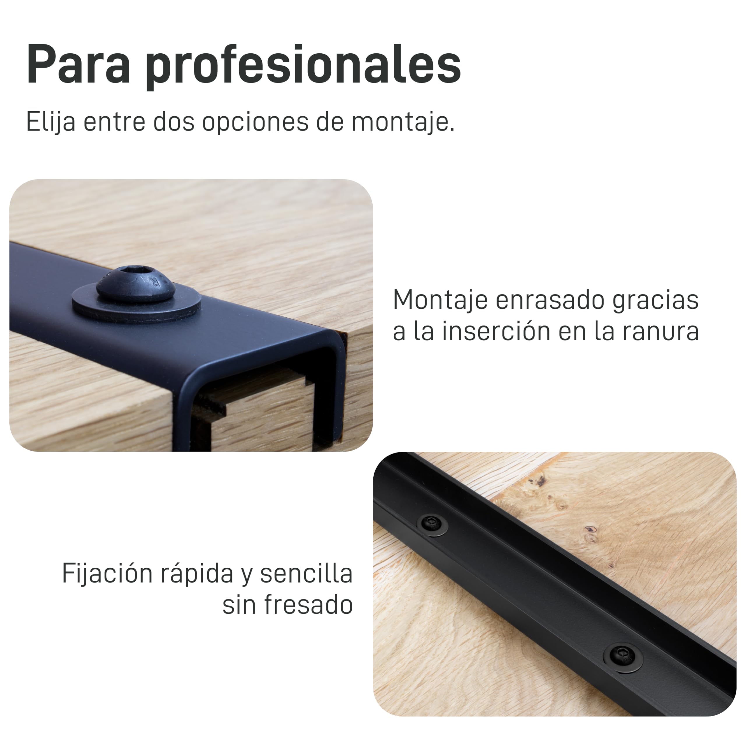 3 listones de rebaba en forma de U maciza para tableros de mesa, herrajes de mesa, base de apoyo, perfil de refuerzo, perfil en U, travesaños, perfil de refuerzo, perfil de ranura (100 cm de longitud
