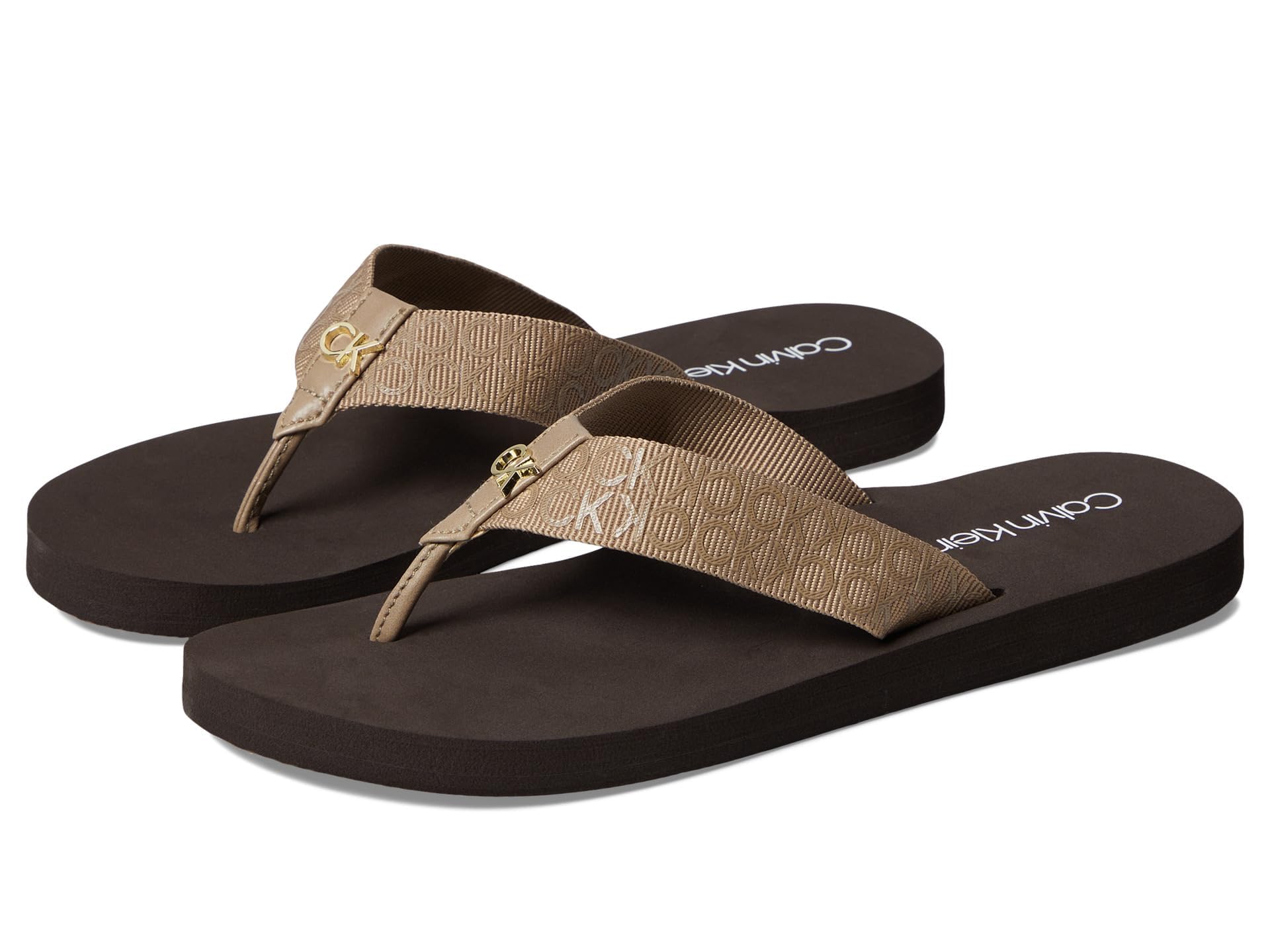 Calvin Klein Women's Caluha Flip-Flop, Taupe Multo 240, 5.5 UK