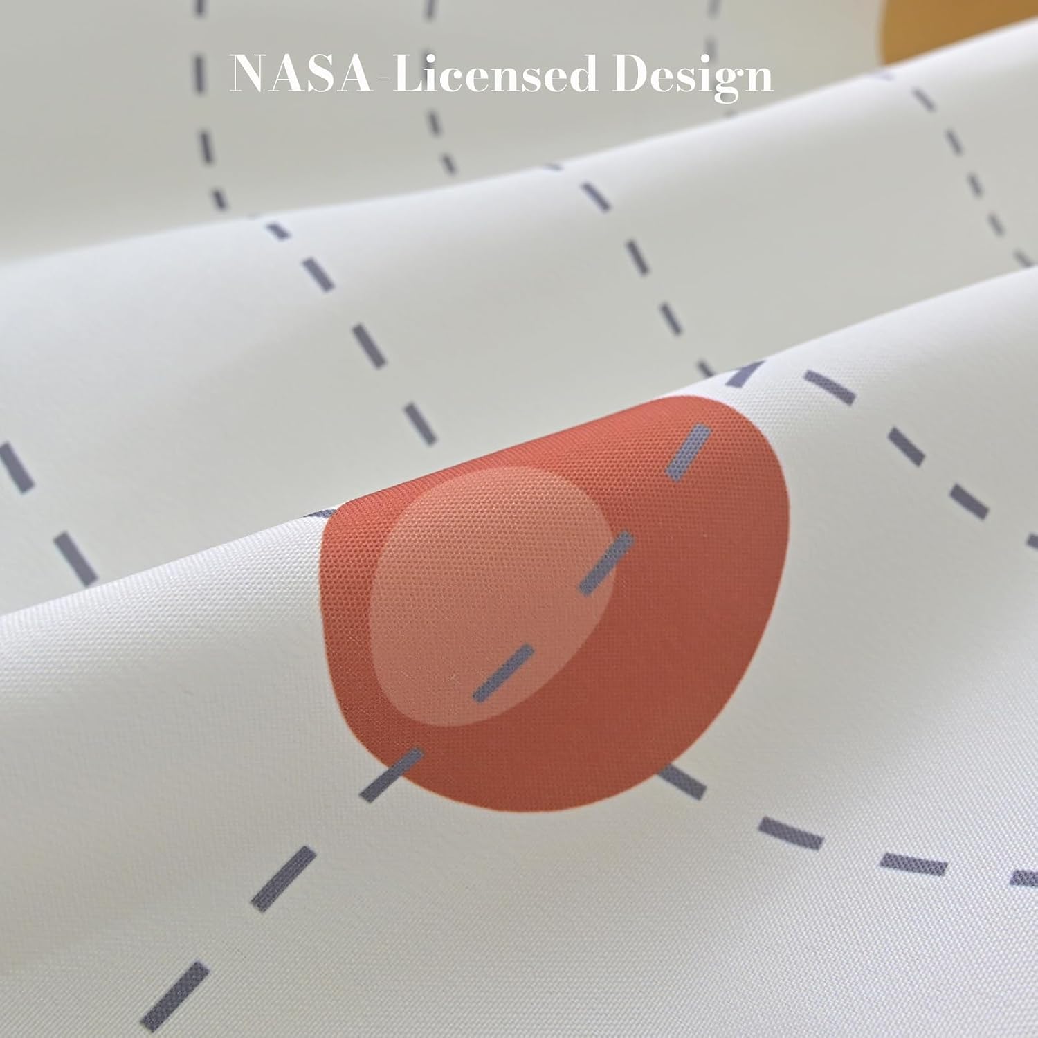 NASA Licensed No Hook Shower Curtain Set, Orbits and Telescope Design, Space Poster Art, Oxford Cloth, Bathroom Hotel Decor (Home Observatory-White, 72" W x 74" L (Pack of 1))