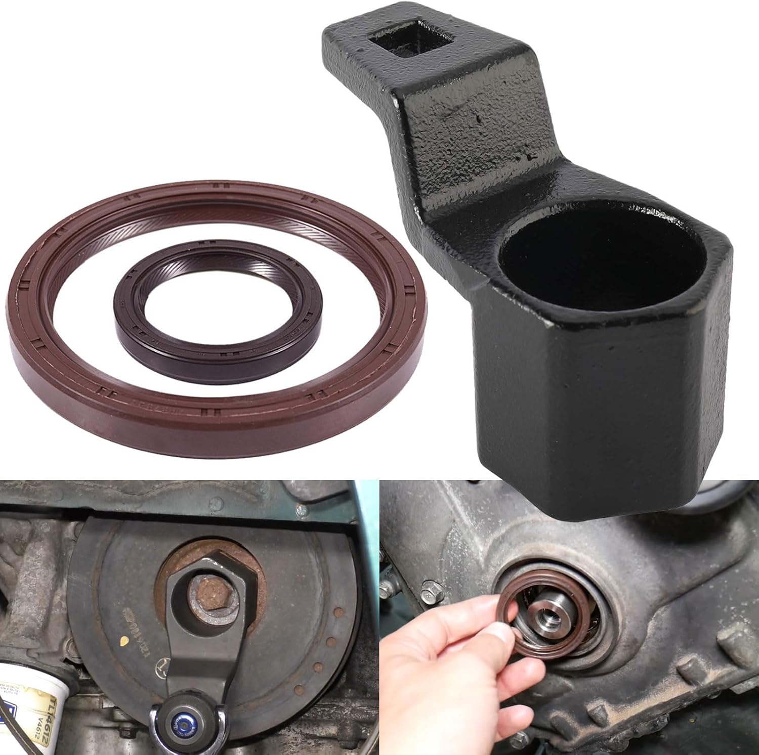 91214-RNB-A01 91212-PNC-004 Crankshaft Oil Seal with Tools for Honda Accord Civic CR-V Element for HR-V Acura CSX ILX RDX for RSX TLX (Seal+Tool)
