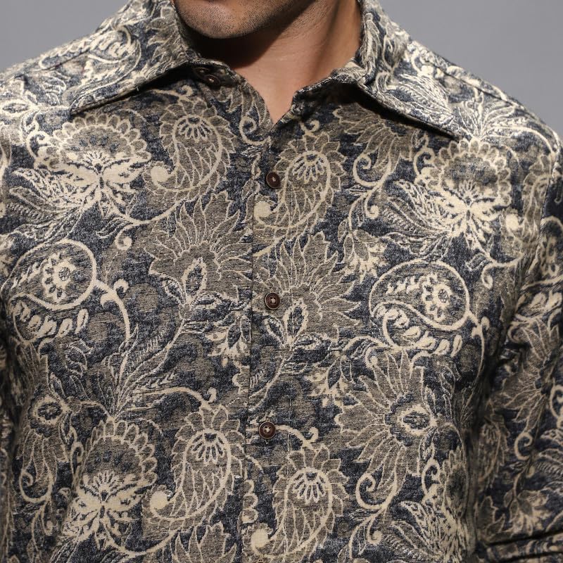 Image of CAHOOT Men's Shirt for Casual Wear | Spread Collar | Long Cuffed Sleeves | Button Closure | Shirt Shirt Crafted with Comfort Fit for Everyday Wear
