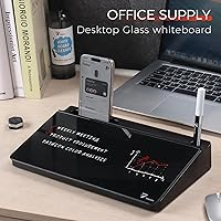 Vista 46 de TOWON Desktop Glass Whiteboard with Basic Calculator, 12 Digit LCD Display, Desk Organizers with Accessories for Office, Home, School Supplies