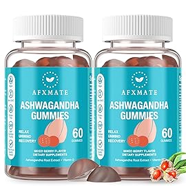 AFXMATE Ashwagandha Gummies & Vitamin D Gummies for Men & Women 120 Count Aswangdha Supplement (Non-GMO, Sugar Free & Gluten Free)