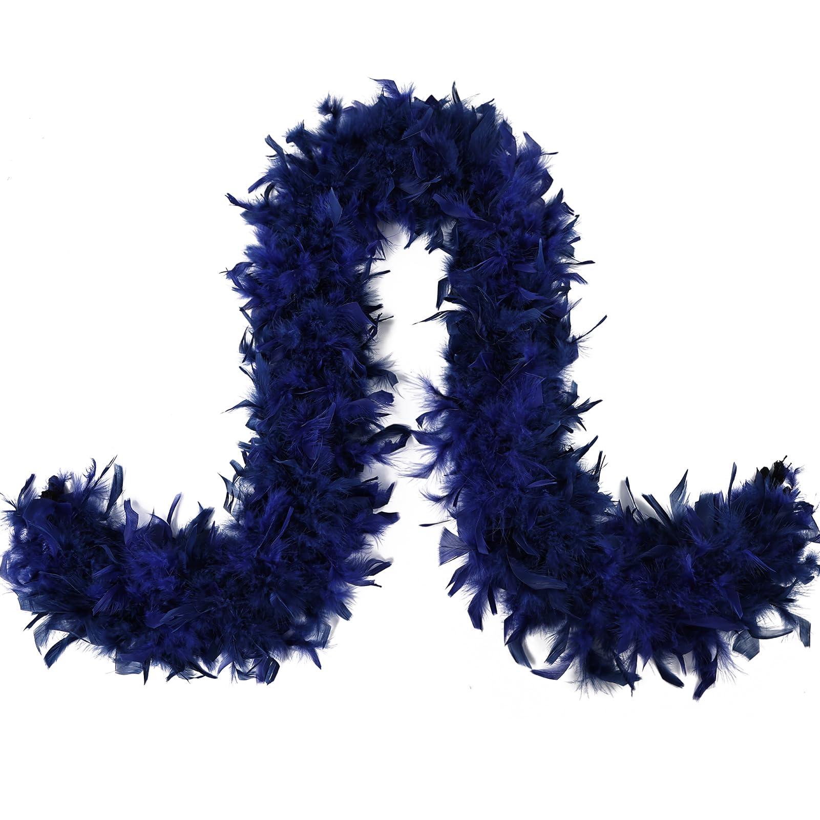 MAOFENG Chandelle Turkey Feather Boa 2 Yards 80g for Halloween Dancing Wedding Party DIY Craft Costume Decoration Feather Boa,Navy Blue — image 1