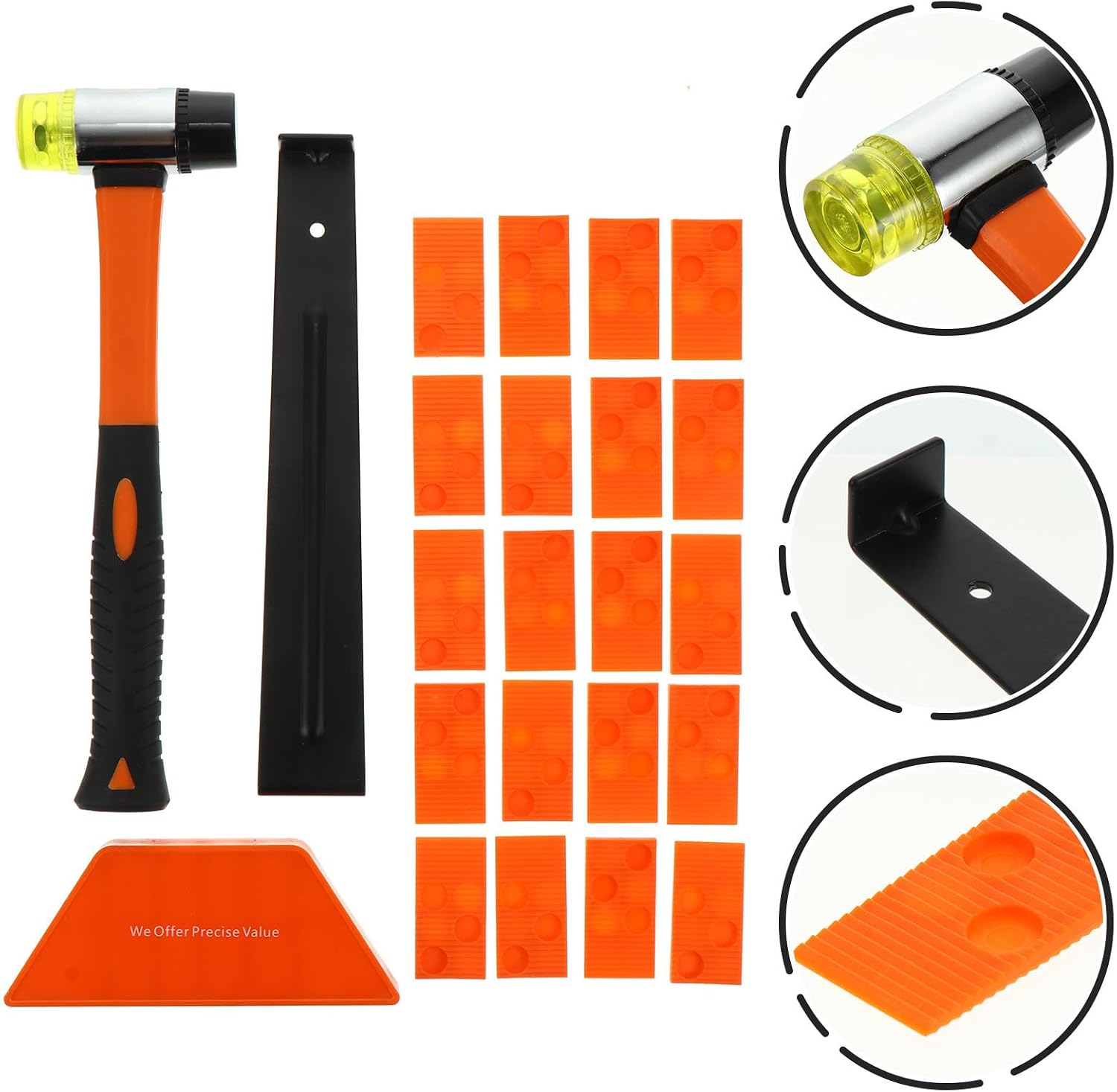 Wood Flooring Installation Tool Kit with Reinforced Pull Back Hook | Orange Plastic and Steel Build, Reusable Design, Improved Bending Strength, Practical Floor Assembly Support