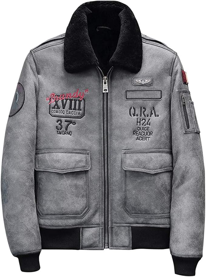 Amazon メンズグレーシープスキン製フライトジャケット ムートン ジャケットメンズ ムートン コート コート ジャケット 通販
