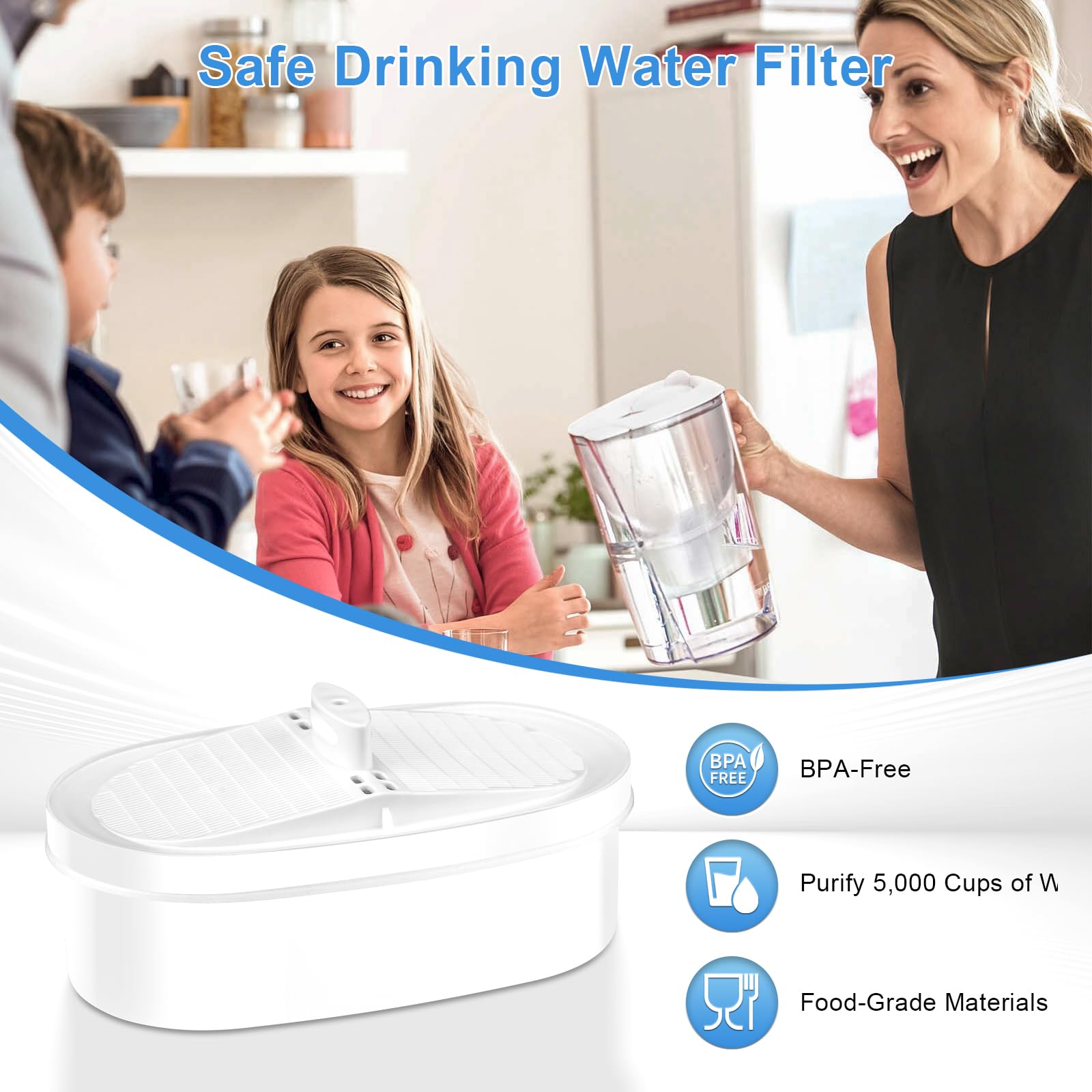 Paquete de 2 filtros de agua WD-PF-01A Plus para todos los sistemas de filtración de jarra de gotas de agua, cartuchos de filtro de agua de repuesto compatibles con WaterDrop WD-PF-01A Plus reduce el