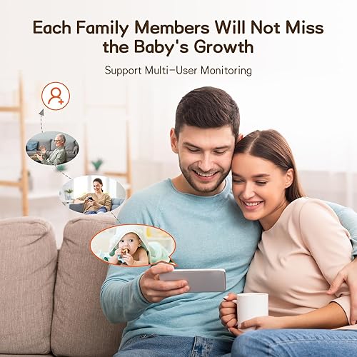 Miniatura 8 de Monitor de bebé WiFi 2K con pantalla 1080P de 5 pulgadas, cámara inteligente para bebé con control de aplicaciones, seguimiento automático de 360,