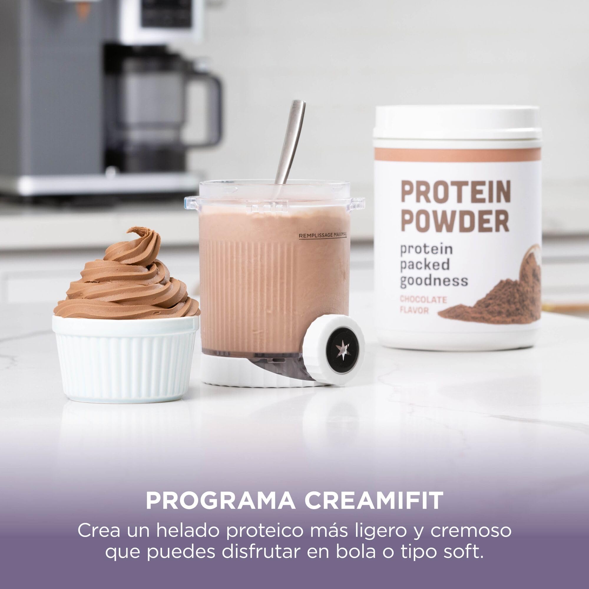 Ninja CREAMi Scoop & Swirl La heladera con 2 tarrinas y 13 funciones prepara helados, helados cremosos, gelatos, batidos y más, y cuenta con la opción de añadir extras, piedra/dorado, NC701EUSTGD