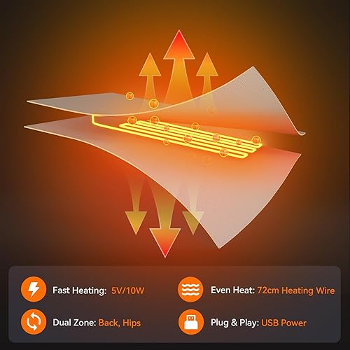 Miniatura 5 de Silla de camping doble con calefacción, silla de camping climatizada con 3 temperaturas ajustables y 4 zonas de calefacción, sillas portátiles con