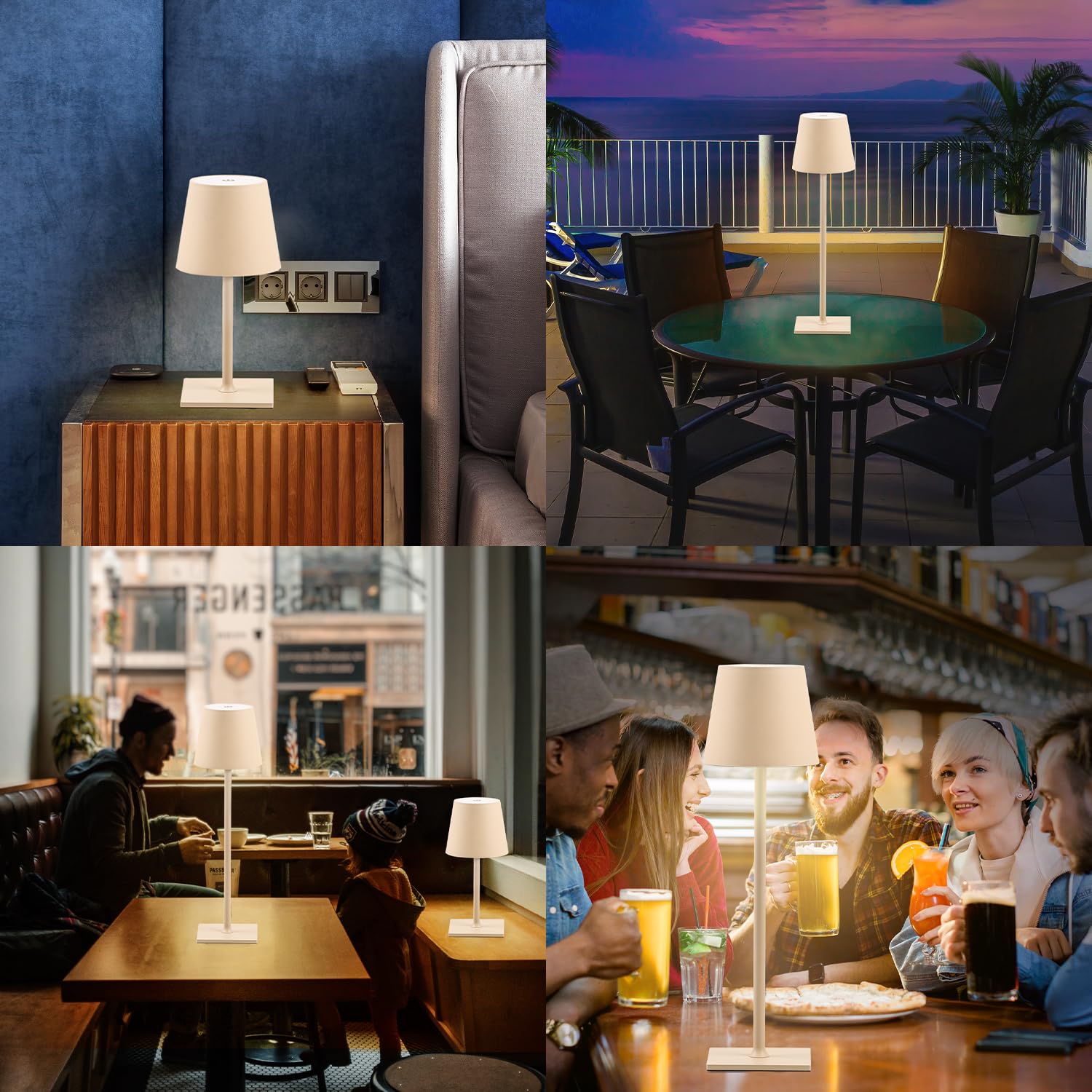 CHLORANTHUS Lot de 2 lampes de table LED sans fil, 3 couleurs à intensité variable en continu, batterie rechargeable de 5000 mAh, lampe de bureau pour chambre à coucher, dîner de couple, bureau, café