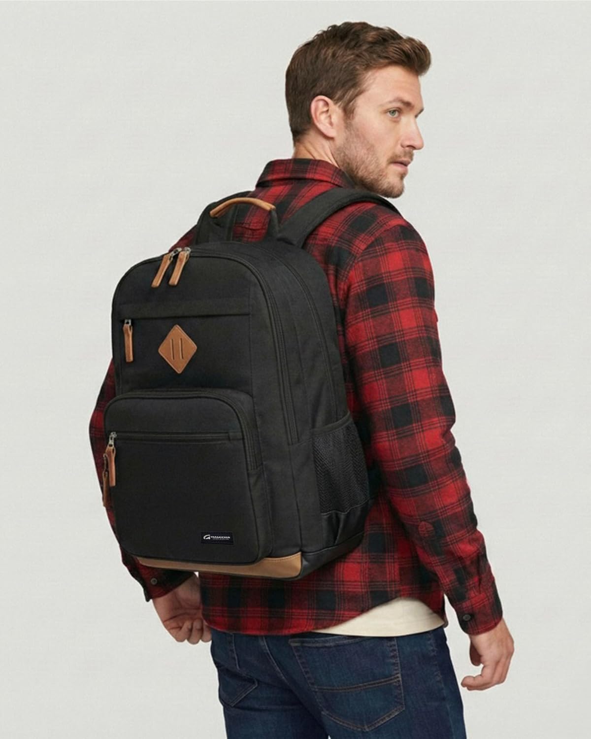 TRAILKICKER Classic Carry-on Travel Backpack, Laptop Backpack with Padded 17 inch Laptop Sleeve, Multi Pocket College Backpack, Casual Daypack Backpacks - Black - Image 6