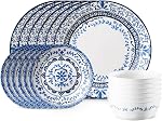 Corelle Portofino Round Dinnerware Set for 6 | Service for 6, 18 Piece Set | Easy-to-Clean Plates and Bowls | Proudly Made in The USA | Triple Layer Strong Glass is Resistant to Chips and Cracks