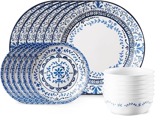 Miniatura 2 de Juego de vajilla de 18 piezas de Corelle Vitrelle para 6 personas, triple capa de vidrio, resistente a las astillas, y Vitrelle de 28 onzas, cuencos