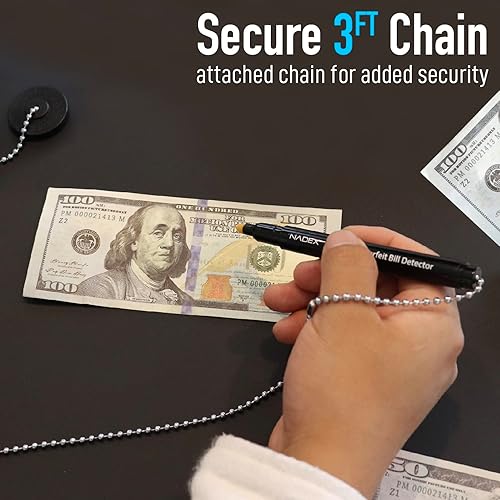 Miniatura 9 de Nadex El bolígrafo falso seguro se fija al mostrador, dorado para real, negro para falsificaciones, detecta facturas falsificadas, 4 bolígrafos, 1