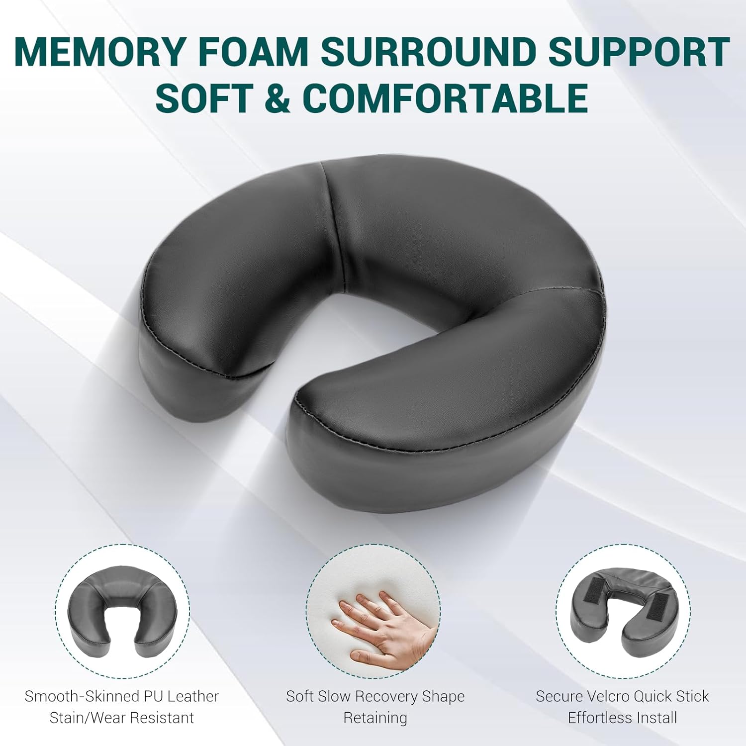 Massage Headrest for Bed, Adjustable Bed Massage Head Holder with Memory Foam Face Cradle, Home Mattress Top Massage Kit for Eye Surgery Recovery & Comfortable Relaxation(with Arm Rest)