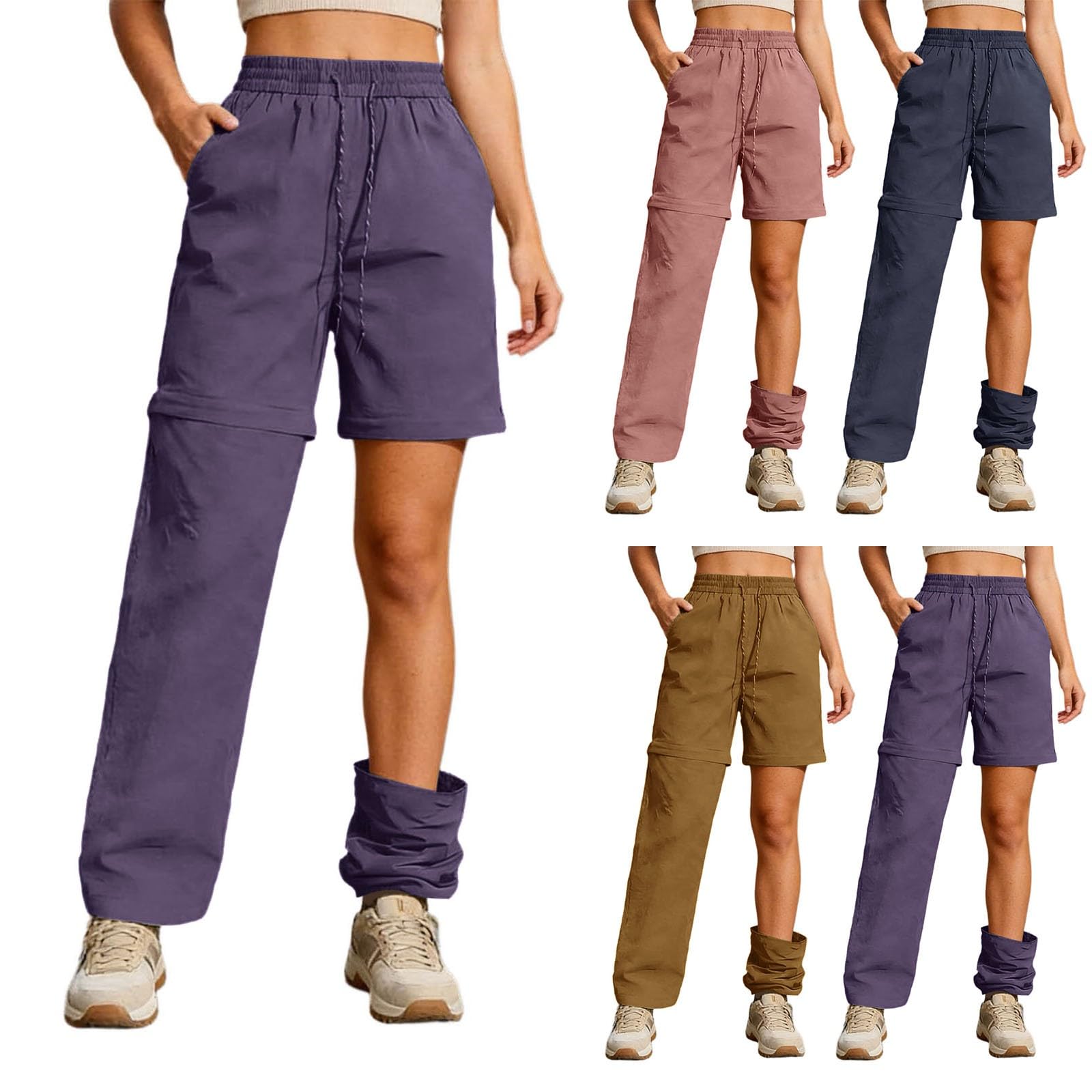 Pantalon Randonnée Femme Zippé Convertible Léger à séchage Rapide léger et Amovible étanche Respirant et à Séchage Rapide idéal pour Le Safari, pour l'été et Le Travail