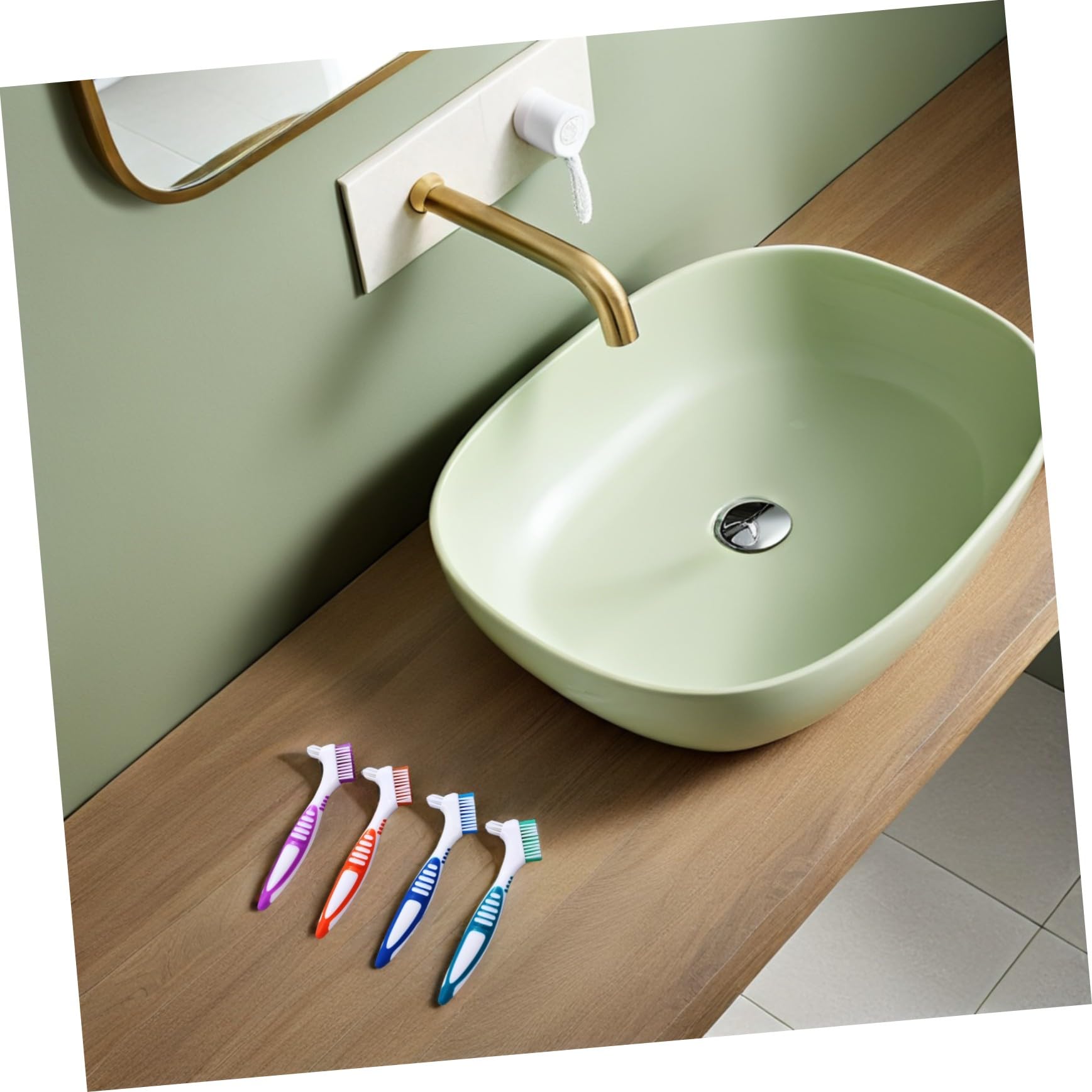 FRCOLOR 12pezzi Spazzolino per Dentiere Doppia Faccia Strumento per Pulizia delle Protesi Dentarie da Design Portatile e Antiscivolo per Anziani e Uso Quotidiano