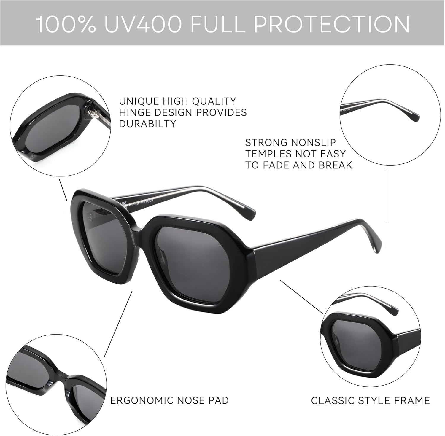 ZENOTTIC Trendy Polarized Sunglasses for Women: Designer Hexagon Sun Glasses for Ladies - Retro shades with UV400 Protection - Image 5