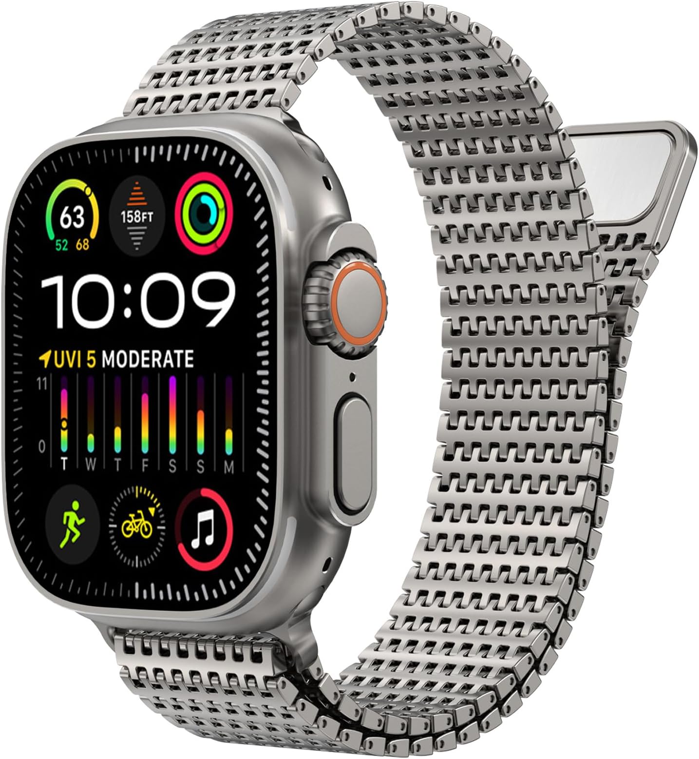 Magnetic Mesh Loop for Apple Watch Band Ultra 3/2/1 Band 49mm 46mm 45mm 44mm 42mm 40mm 41mm 38mm Men Women, Stainless Steel Adjustable Metal Strap for iWatch Series 11 10 9 8 7 6 5 4 3 2 1 SE
