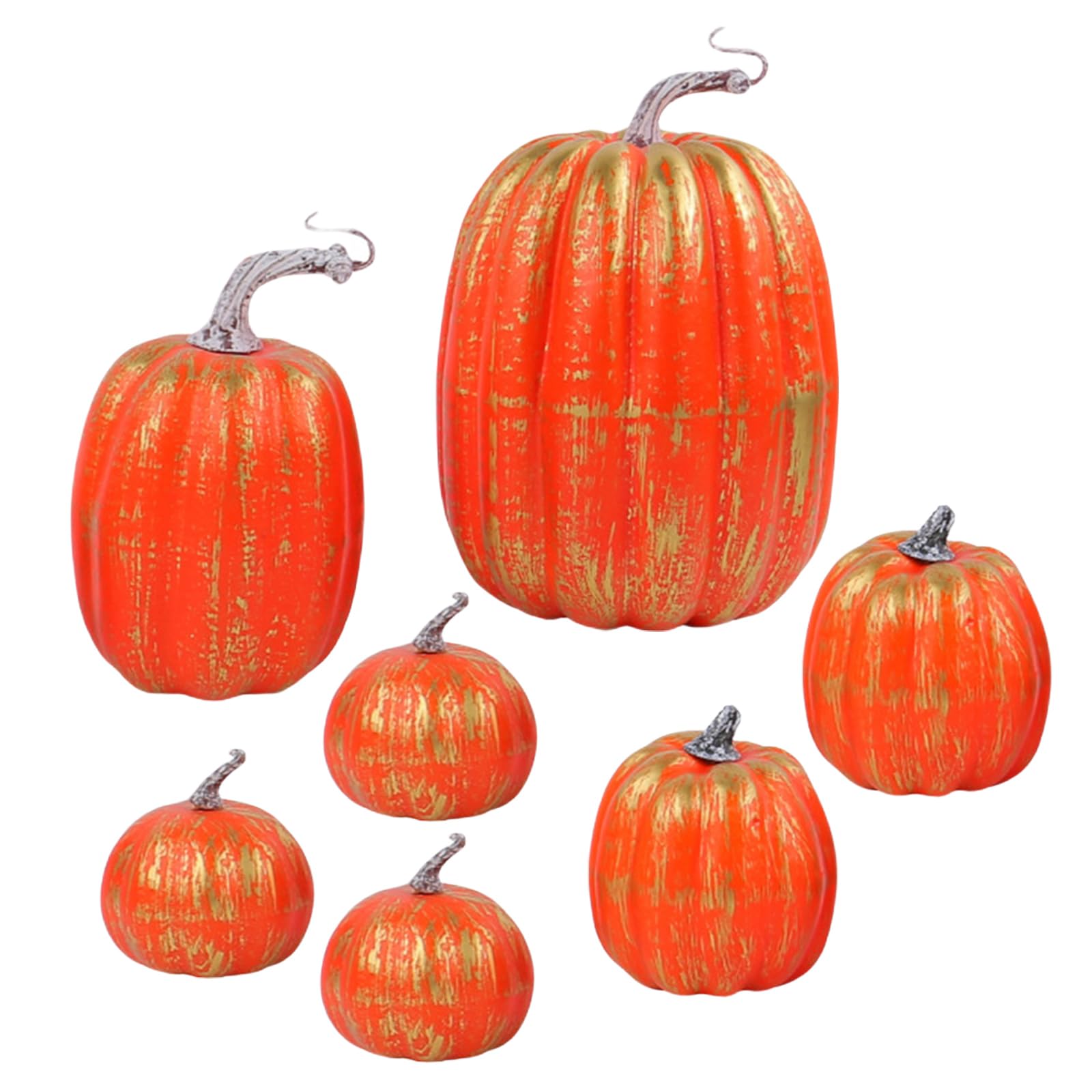 Elnwnnkc C Elnwnnk Celebrate Autumn Pumpkins Figurine 7Piece Pumpkins Ensembles Ornament, Thanksgiving Home Accent Thanksgiving Decoration