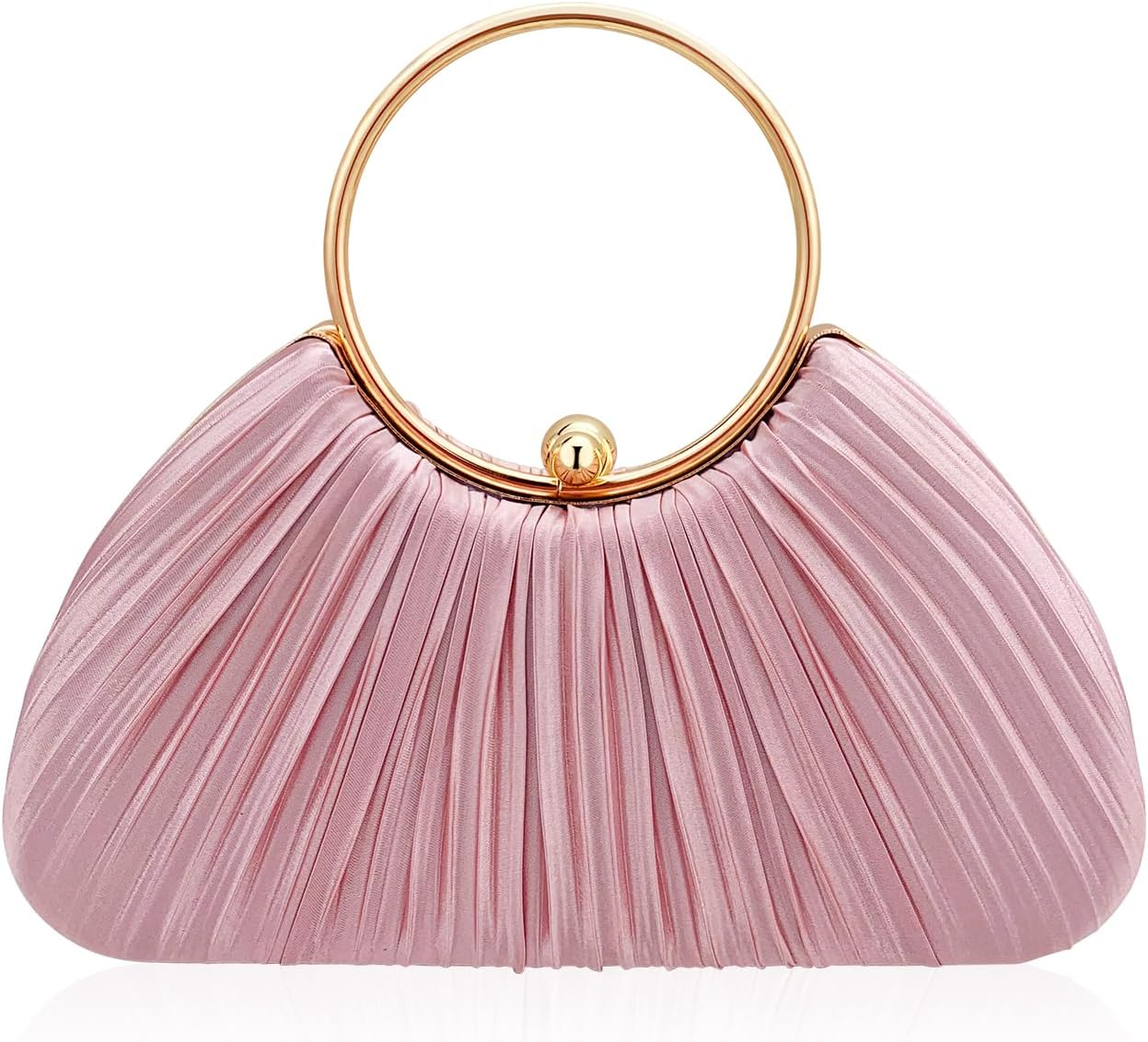 Clutch Purses for Women Pleated Evening Bag–Silk Handbag with Detachable Chain,Luxury Formal Clutch for Prom,Wedding,Dinner