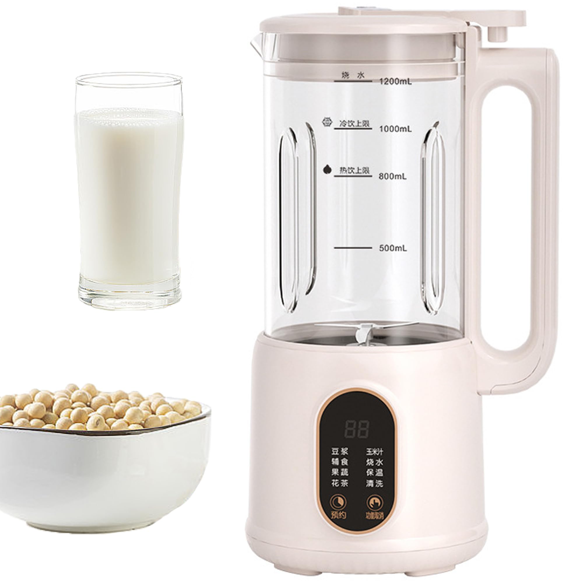 Fabbricante automatico di latte di noci 1200 ml di latte di soia, bevande senza latticini fatte in casa a base di latte di mandorla, avena, cocco, soia o vegetale, fabbricante di latte di mandorla