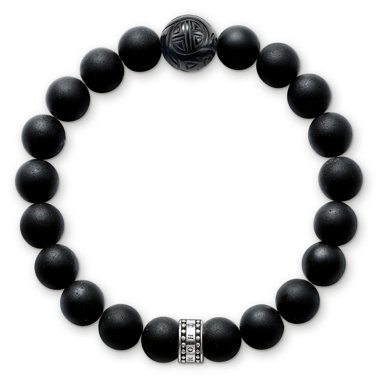 Thomas Sabo bracelet obsidian bracelet 925 Sterling Silver, Blackened