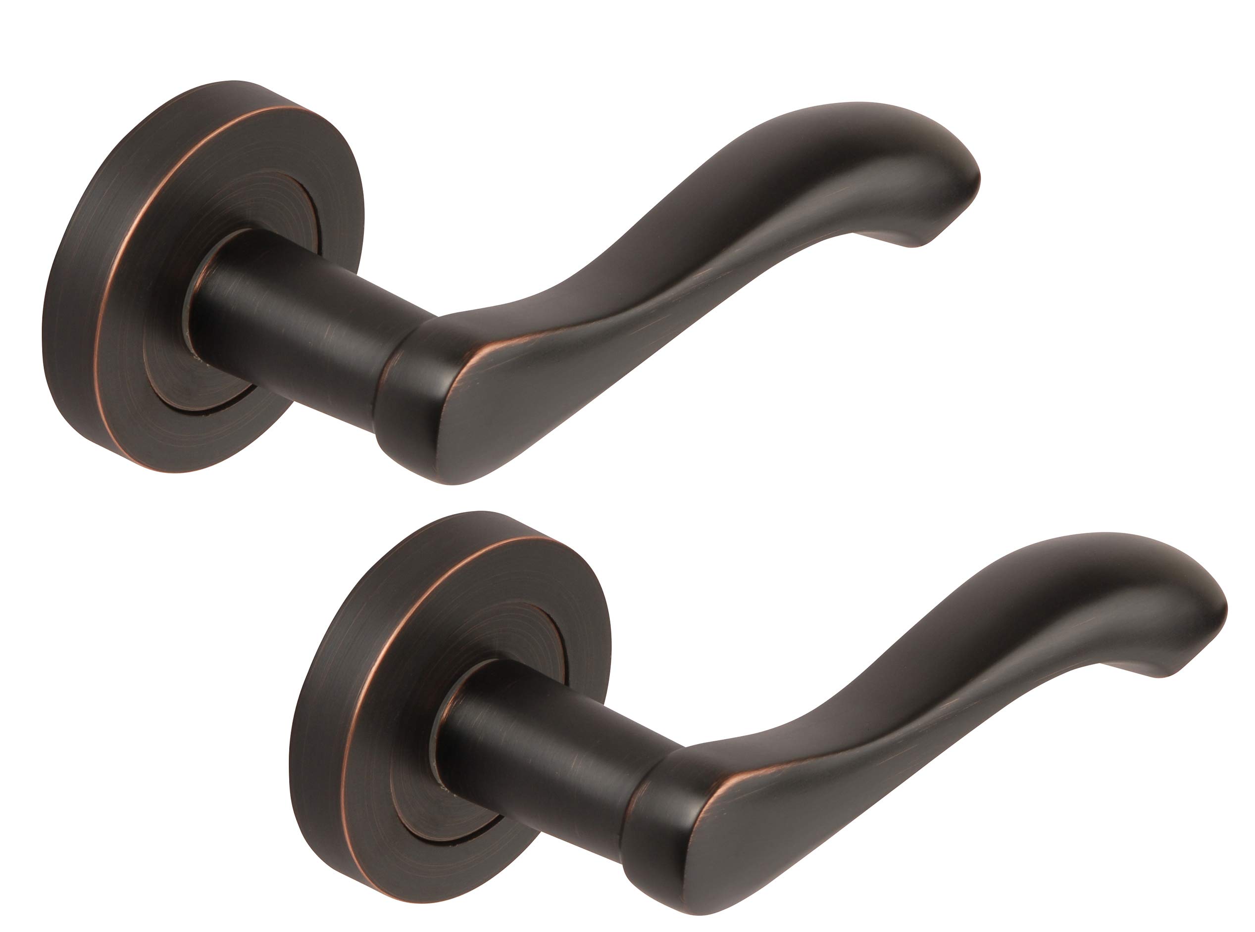 DH3580 Venus Passage Door Handles on Round Rose, Oil Rubbed Bronze