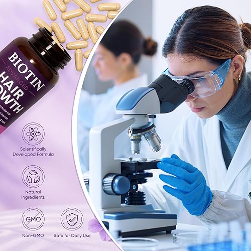 Miniatura 6 de Crecimiento del cabello  Biotina 10,000mcg, colágeno, palma enana enana americana A, C, D3, E, complejo  Regresa naturalmente el cabello, la piel y