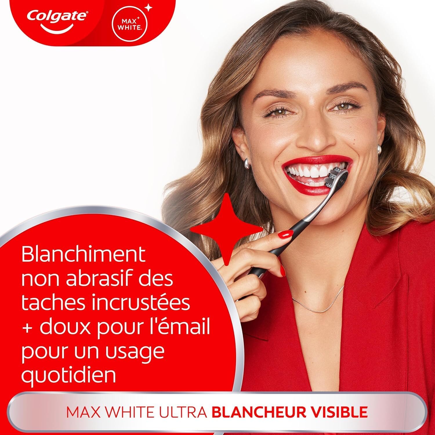 Colgate® MaxWhite Ultra Blancheur - Dentifricio 4 x 75 ml |Duo Spazzolino da denti | Dentifricio Bianchezza Visibile- Elimina in 3 giorni le macchie - Azione profonda - Tecnologia ActivShine