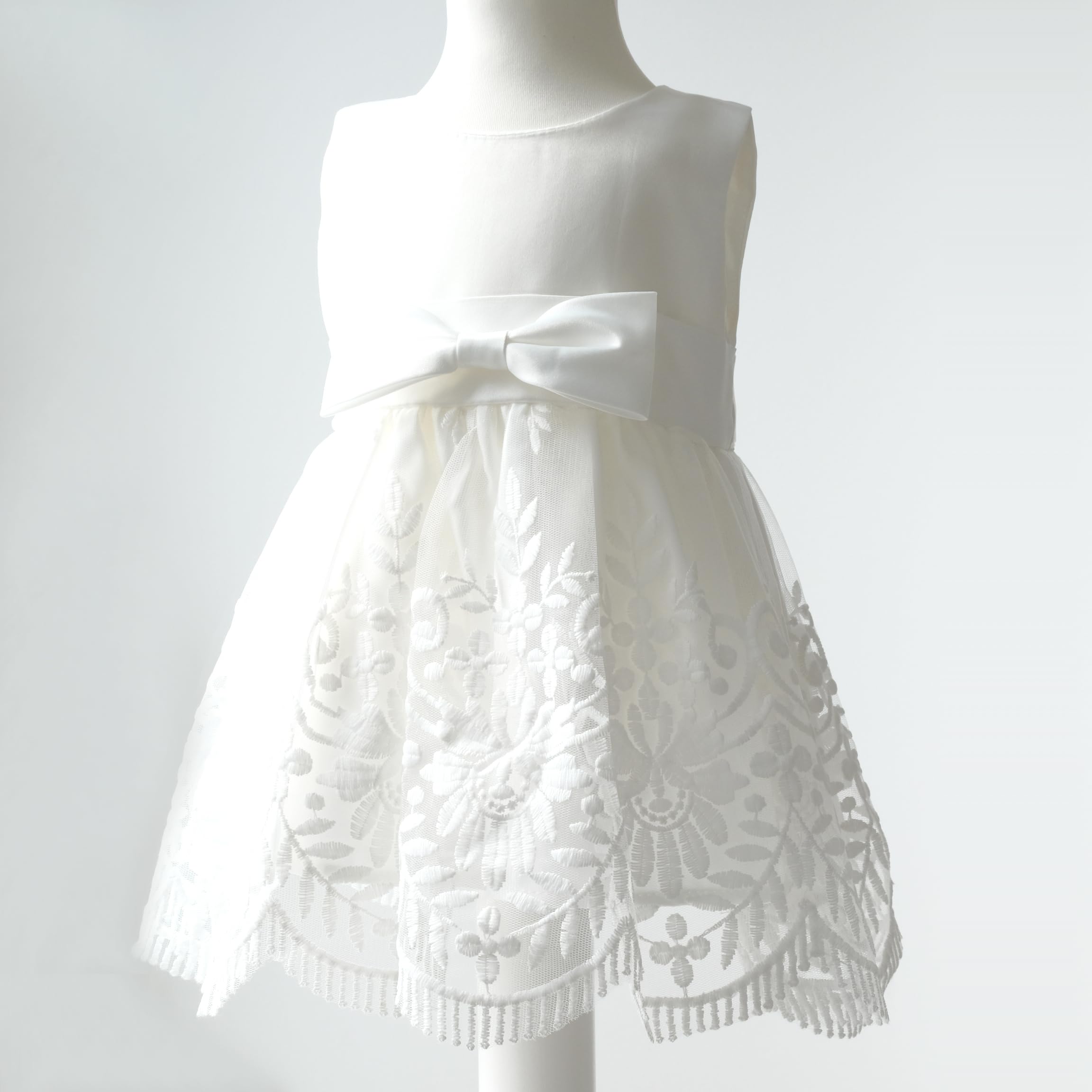 Taufkleid mit Bolero Seiden Satin Baby Mädchen Blumenmädchen Kleid M35