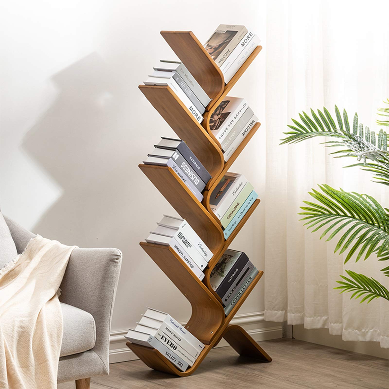 Estante de Libros de Libros de Libros, Librerías de Bambú Y Estanterías, Estantería de Estantería de Estantería de Almacenamiento de Libros para Libros, Revistas, Más, Ahorre Espacio para el Ho