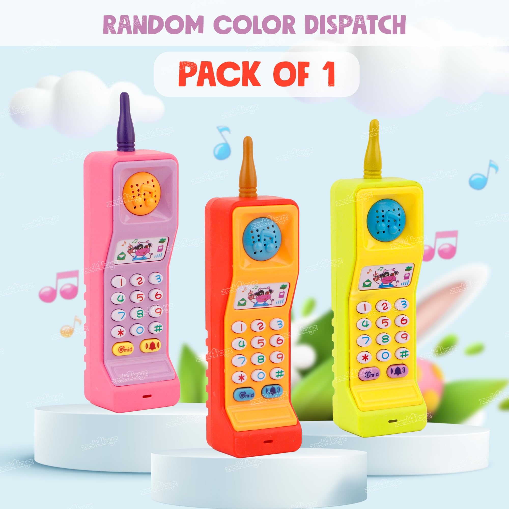 Zest 4 Toyz Musical Mobile Phone Toy for Kids Cellphone | Telephone | Light & Sound | Educational Toys for Kids Baby Babies - Multicolor (Battery Included) 2