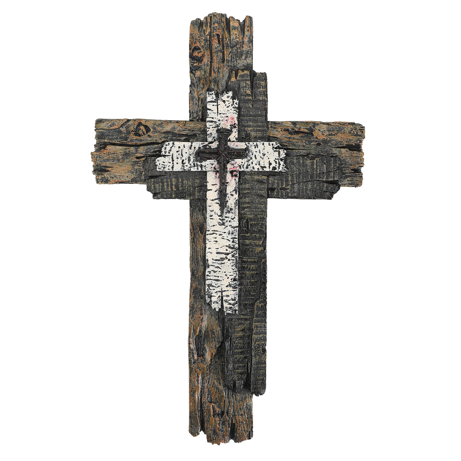 Taprion Modern Rustic Wall Cross Christian Cross Wall Decor - Brown Wood Tones Wall Art for Home Decor