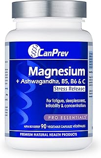 CanPrev Magnesium Bis-Glycinate + Ashwagandha | 90 Capsules |B5, B6 & Vitamin C Capsules Supplement | Ideal for Restore Mental Calmness, Irritability & Concentration