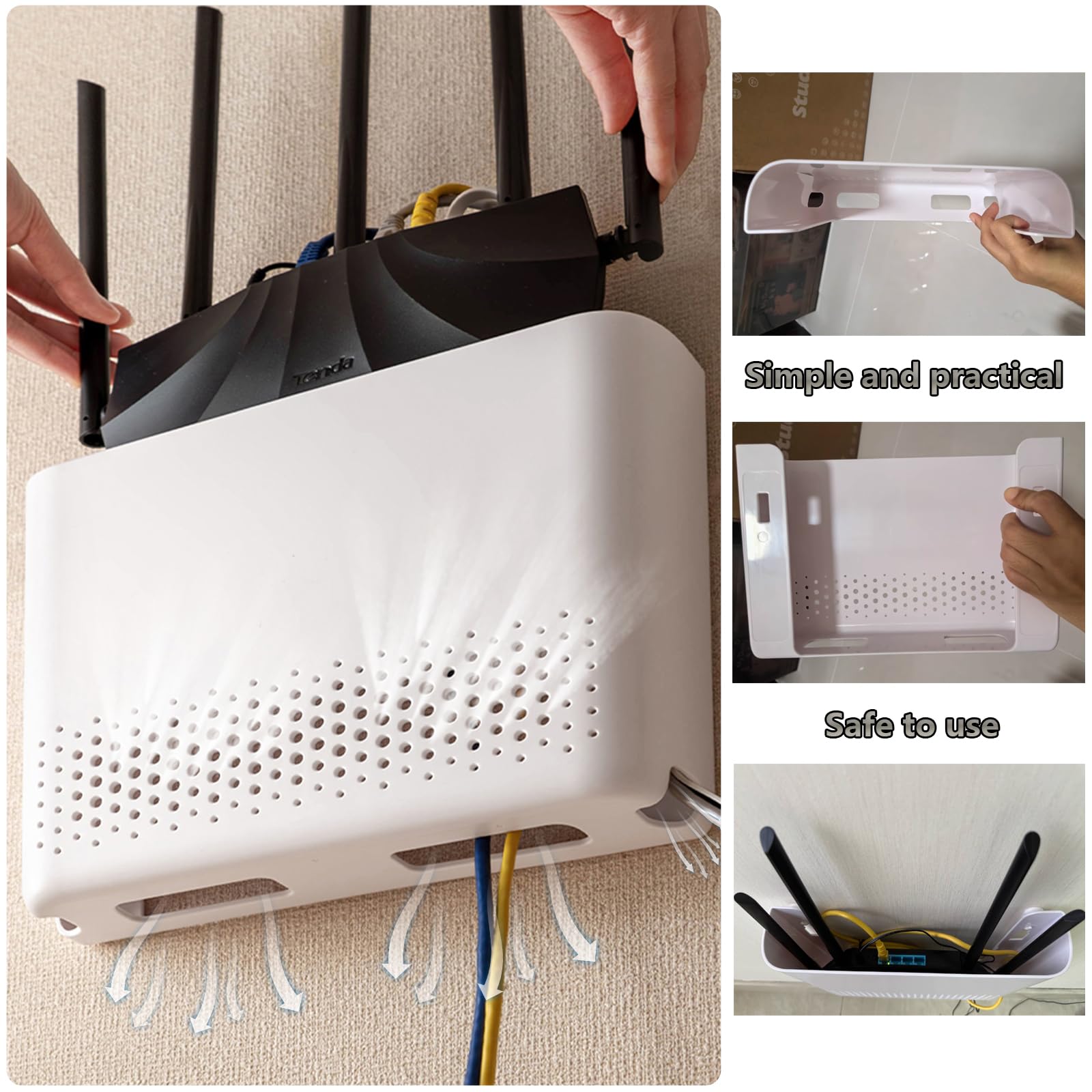 WiFi Router Storage Box, Wireless WiFi Router Storage Boxes, Living Room Wall-Mounted WiFi Storage Box, Router Shelf - Image 3